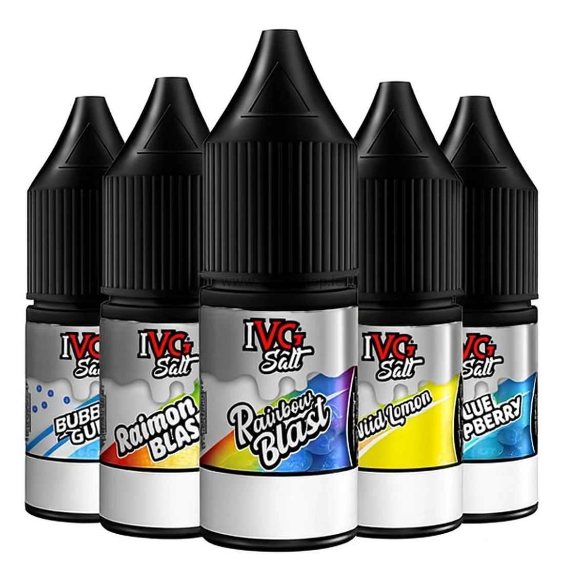 IVG Nic Salt 10ml bottles assorted flavours on white background