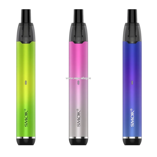 SMOK Stick G15 vape devices in green, pink and blue gradient colours displayed on a white background