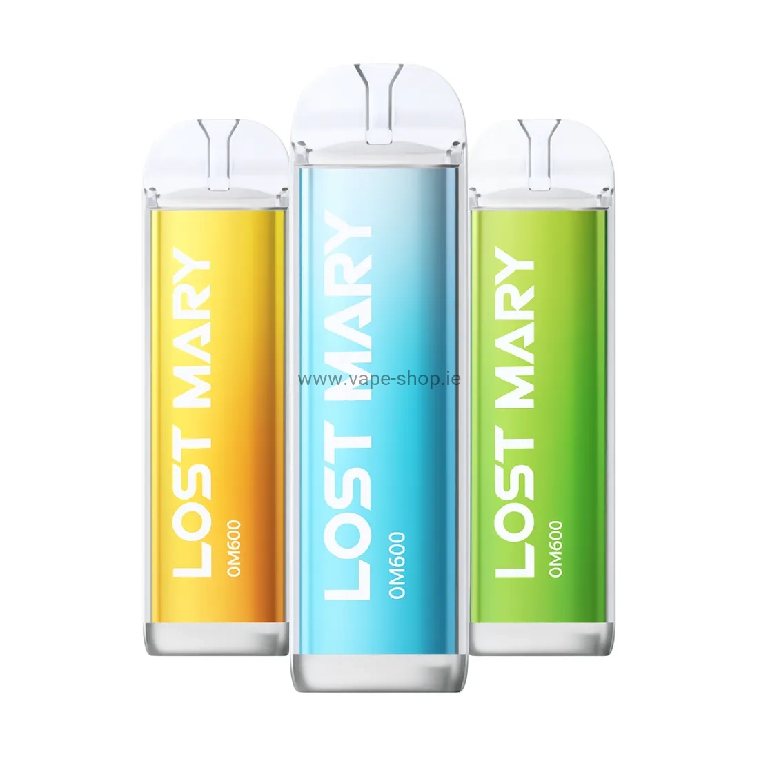 Lost Mary QM600 disposable vapes in yellow blue and green colours – product image Ireland