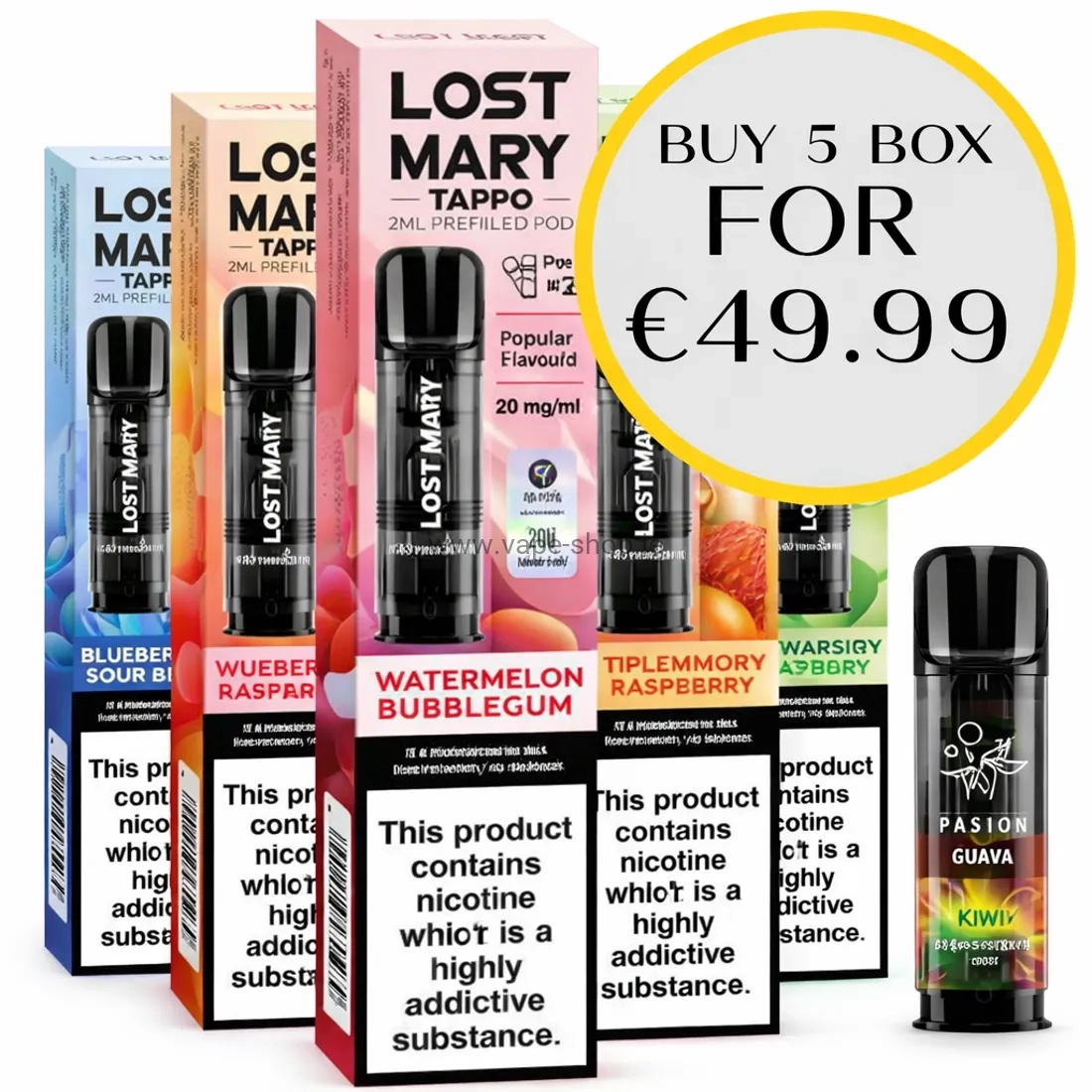 Lost Mary TAPPO prefilled pods bundle offer in Ireland – buy 5 packs (10 pods) for €49.99