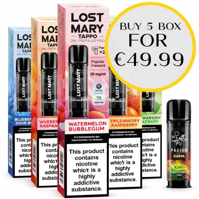 Lost Mary TAPPO prefilled pods bundle offer in Ireland – buy 5 packs (10 pods) for €49.99