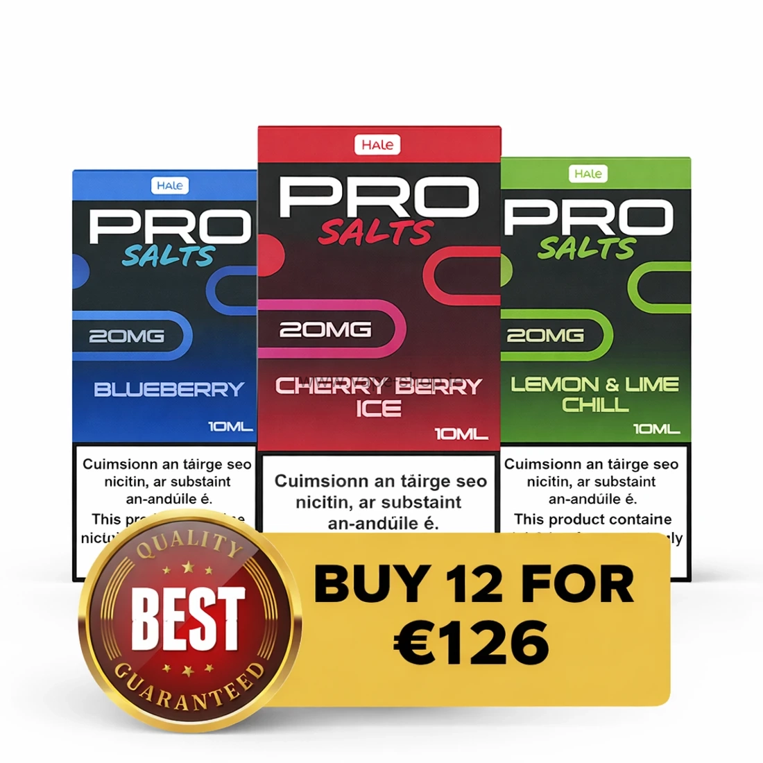 Hale Pro Salts nicotine salt e-liquids bundle in Ireland – buy 12 bottles for €126