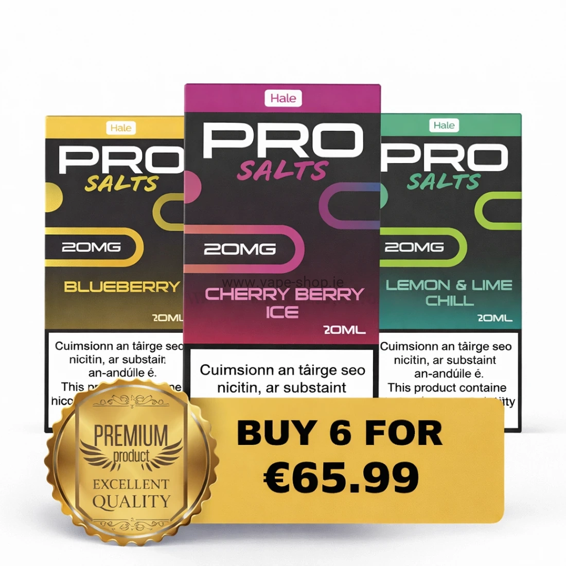 Hale Pro Salts nicotine salt e-liquids bundle in Ireland – buy 6 bottles for €65.99