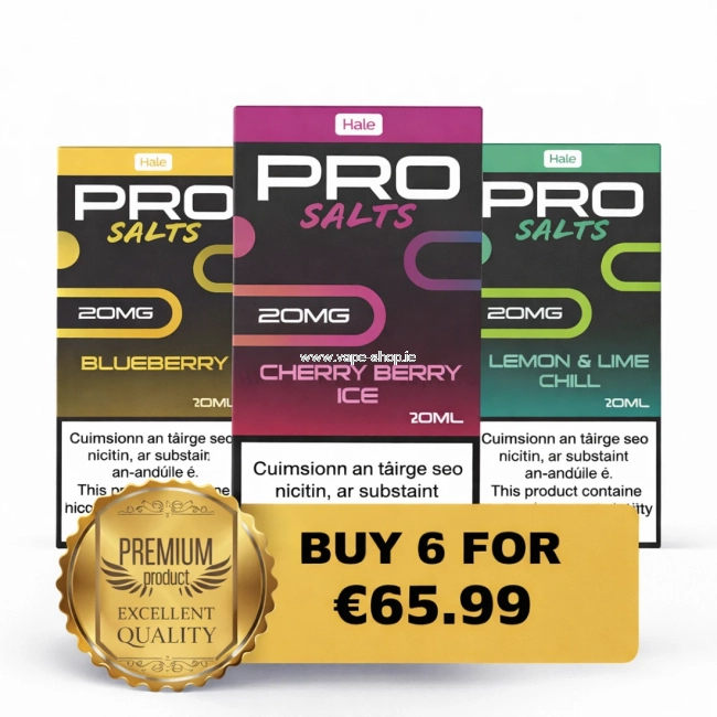 Hale Pro Salts nicotine salt e-liquids bundle in Ireland – buy 6 bottles for €65.99