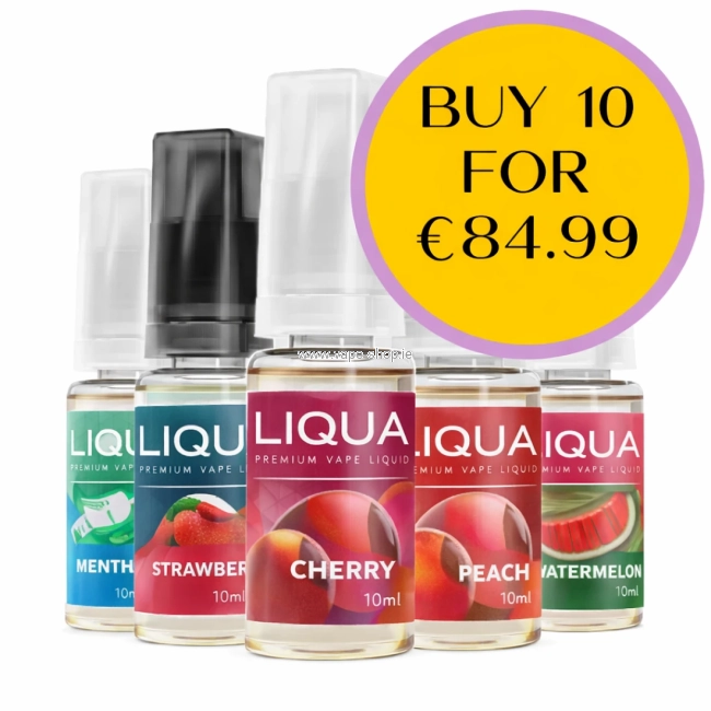 Liqua premium e-liquid bundle in Ireland – buy 10 bottles for €84.99