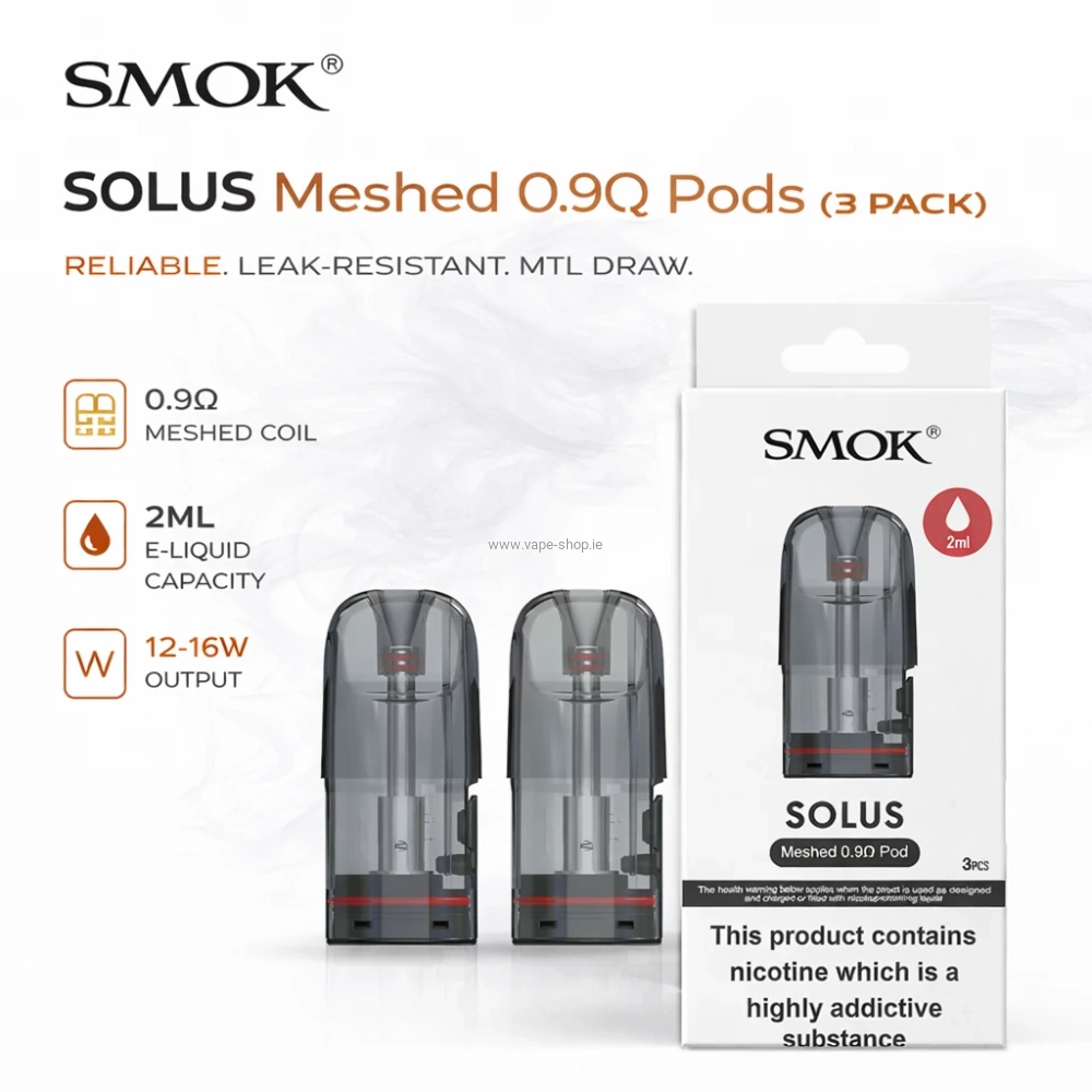 SMOK Solus Replacement Pods 0.9Ω (3 Pack)