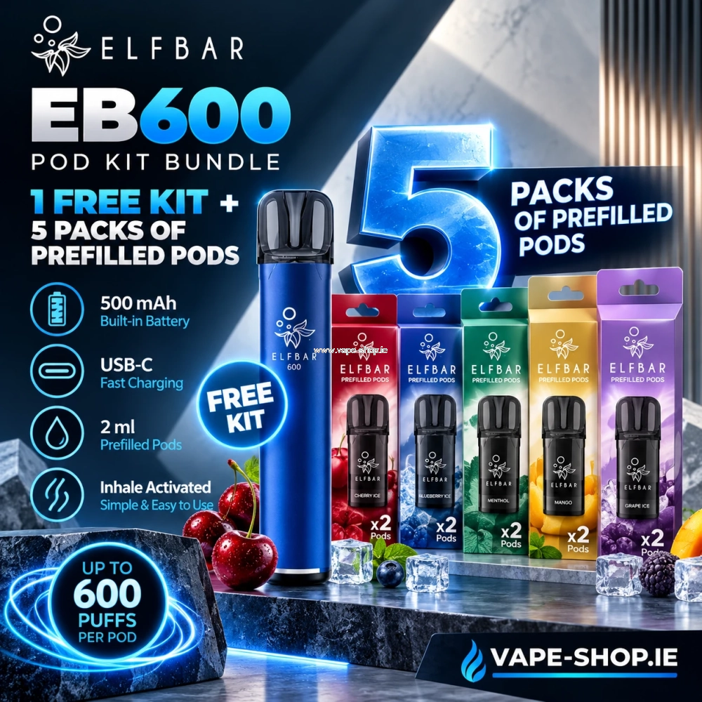 Elf Bar EB600 – 1 FREE Kit + 5 Packs of Prefilled Pod