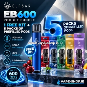 Elf Bar EB600 – 1 FREE Kit + 5 Packs of Prefilled Pod