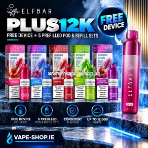 Elf Bar Elfplus 12K – FREE Device + 5 Prefilled Pod & Refill Sets