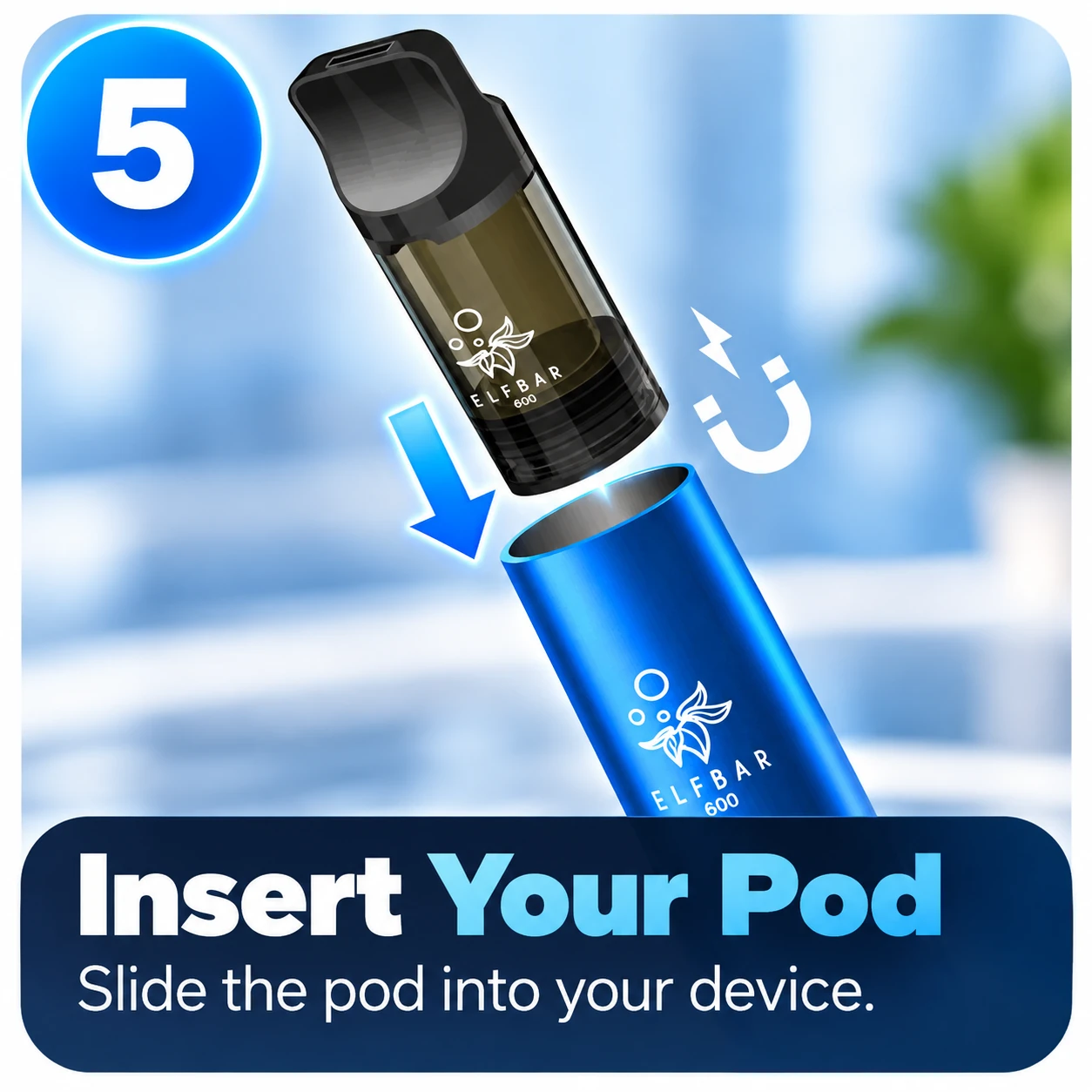 Step 5: Insert the prepared Elf Bar EB600 pod into the rechargeable device.