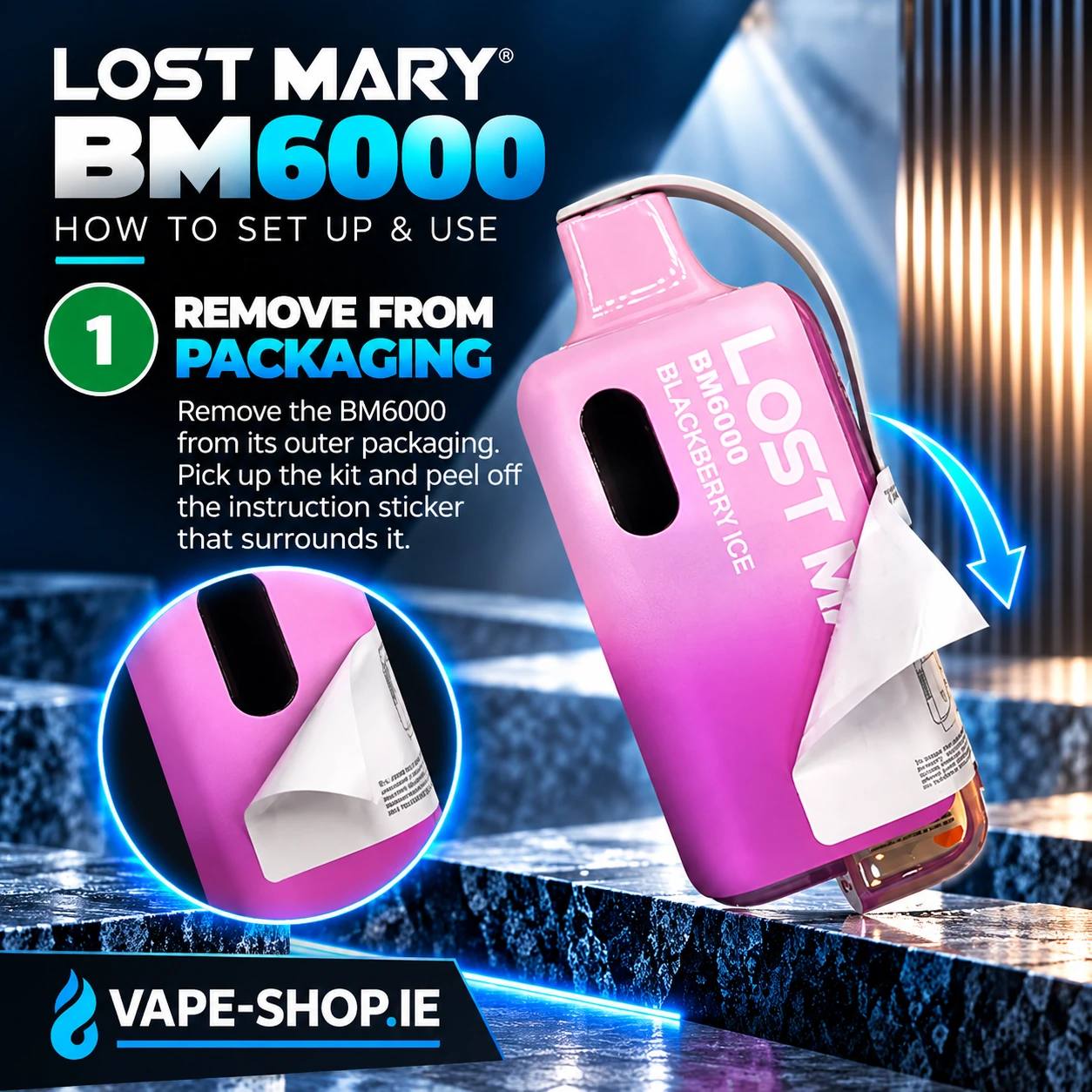 Step 1 Lost Mary BM6000 remove packaging and prepare the prefilled pod kit
