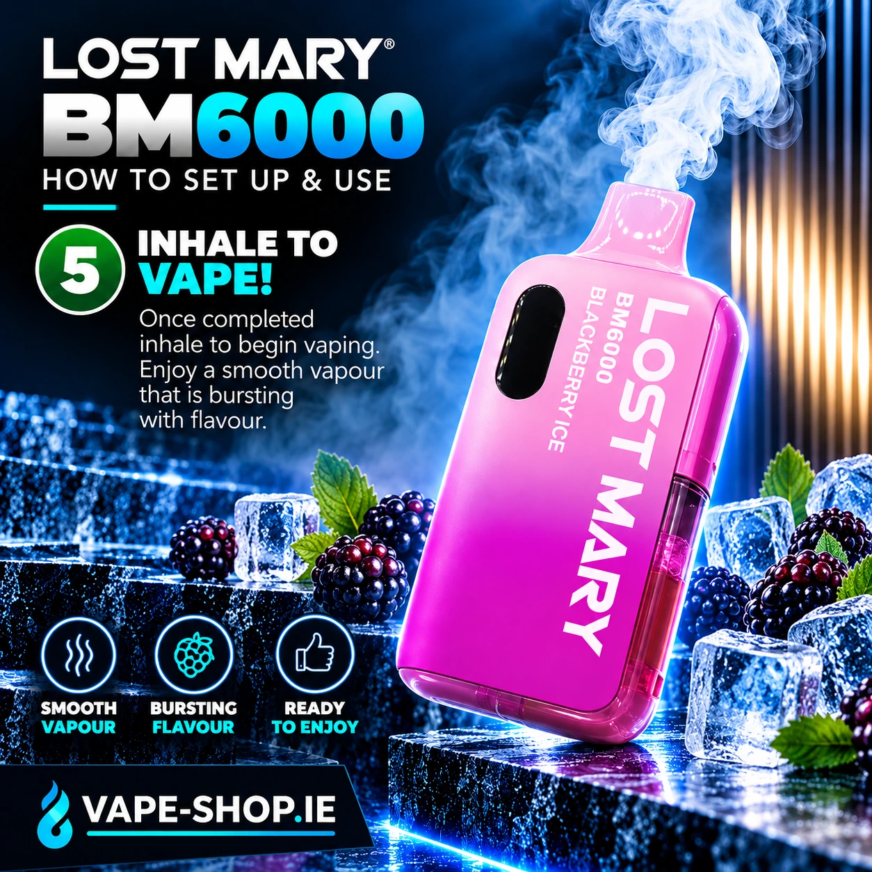 Step 5 Lost Mary BM6000 inhale through the mouthpiece to activate the device